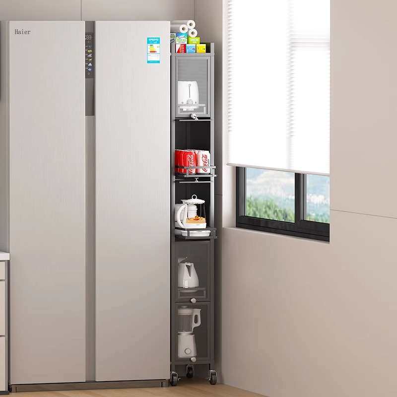 厨房夹缝置物架落地多层可移动四层抽屉式冰箱侧收纳20cm极窄薄柜