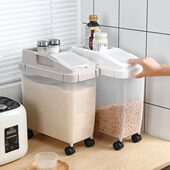 防虫防潮带盖储物箱密封圈粉可移动米桶收纳盒轮子面杂粮透明米缸