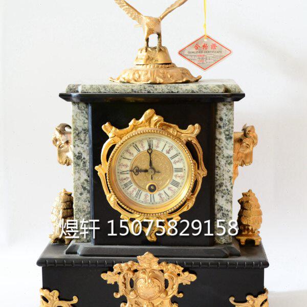 钟表机械铸铜理石座钟老式仿复古上弦台钟欧式家居装饰样板间摆设