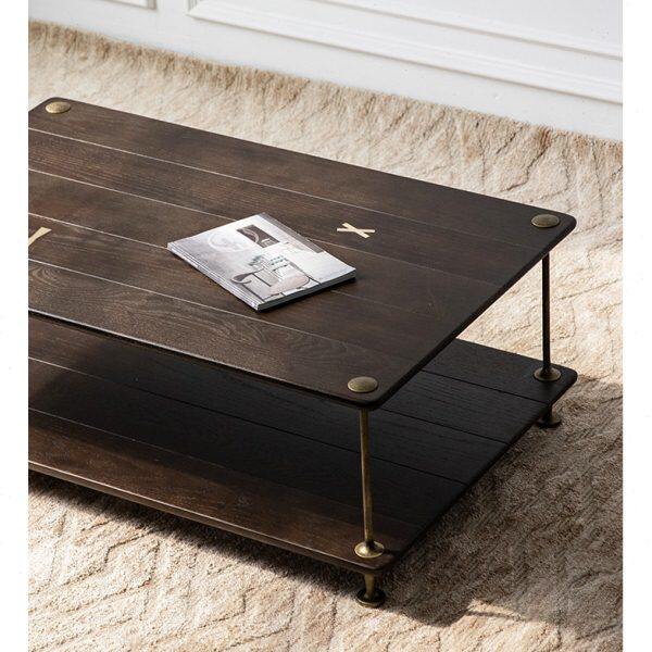 几黑色原装进口双层OG茶几北欧客厅茶几柜金色复古方形橡木餐IMO