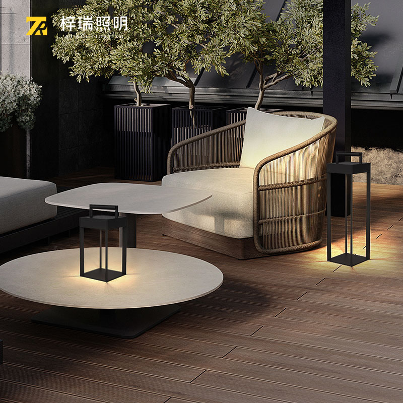 草坪灯户外现代别墅花园灯室外铝型材庭院L灯充电太阳能两用落地