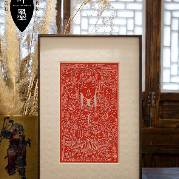 门神白描朱砂拓片装饰画卧室客厅红色玄关挂画新中式中国风实木框,家居饰品,书法,淘宝优惠券,粉丝福利购,淘宝优惠卷