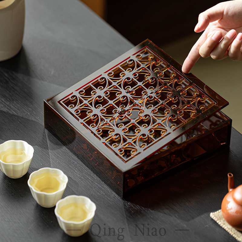 亚克力壶承简约方形茶具茶杯收纳架百搭磨砂小茶盘干泡台茶承托盘