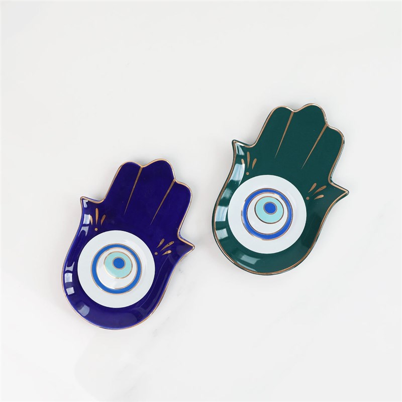 法蒂玛之眼镜陶瓷托盘首饰盘戒指饰品H收纳盘描金边杯垫放茶杯盘