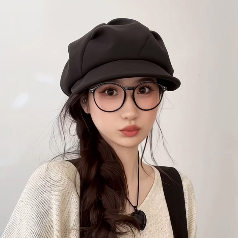 云朵帽子女款春秋季新款八角贝雷帽褶皱显脸小Q英伦复古百搭画家