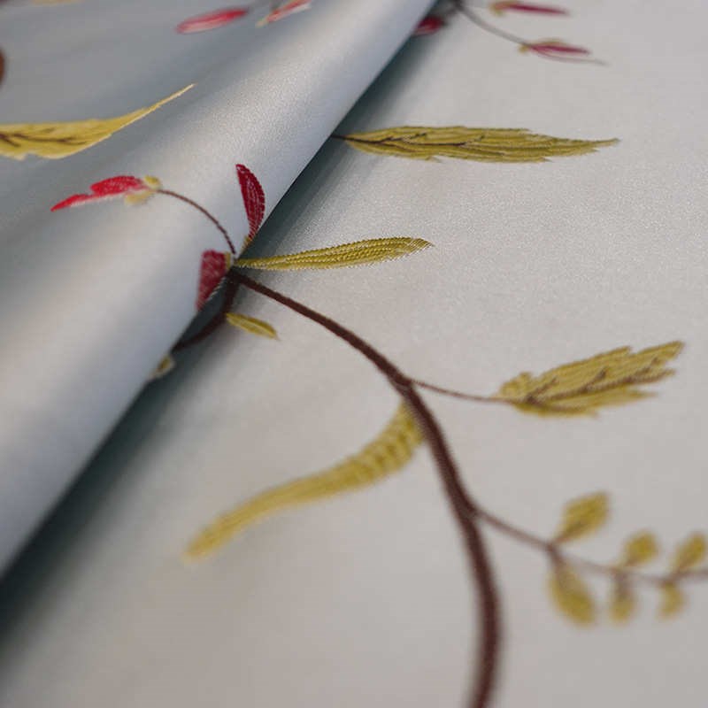 中式树枝花高精密提花面料红木家C具织锦缎抱枕沙发坐垫靠垫面料