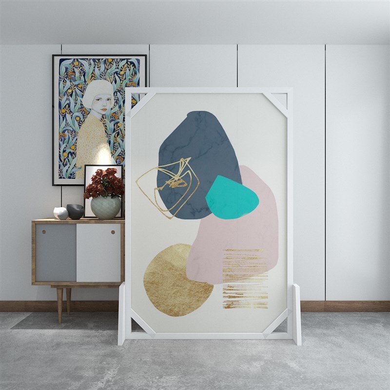 欧式屏风b隔断客厅餐厅卧室酒店时尚北欧现代实木布艺半透移动座