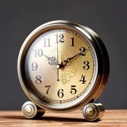 桌上金属座钟台式钟表摆件静音时钟桌面大号摆钟客厅卧室欧式台钟