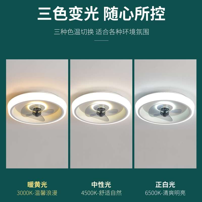 卧室吸顶风扇灯客厅餐厅一体吊扇灯超薄带电风扇的吊灯可调光静音图片