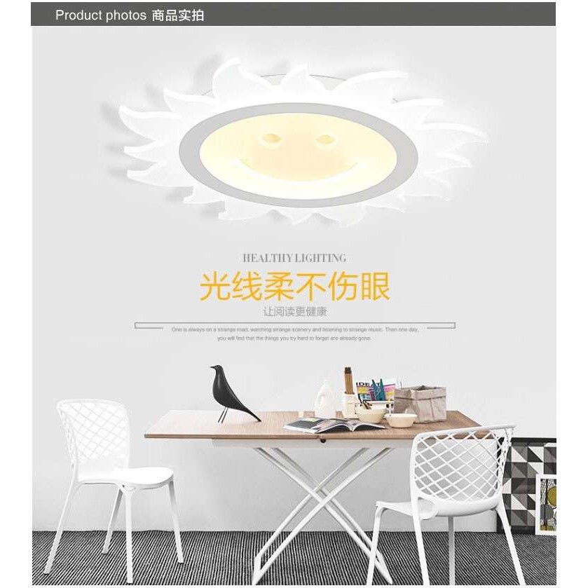 太阳笑脸女孩房间灯具个性儿童卧室灯创意灯饰简约超薄led吸顶灯