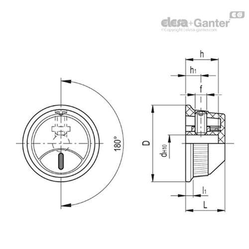 Elesa Ganter伊莉莎冈特 MI.404-CR 滚花控制旋钮 带指示箭头