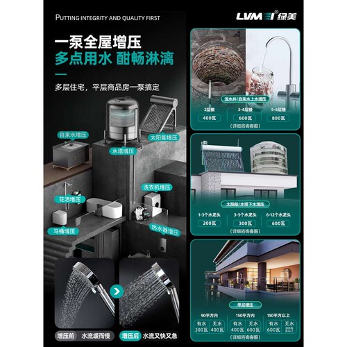 绿美增压泵家用全自动智能静音自吸泵自来水管道加压防冻井抽水泵