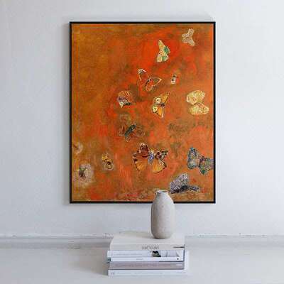 Odilon Redon《Evocation of butterflies》中古装饰画复古蝴蝶