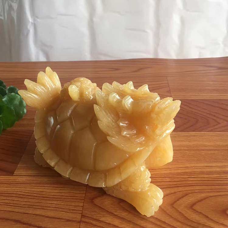 米黄玉龙龟摆件黄玉精雕龙龟玉摆件