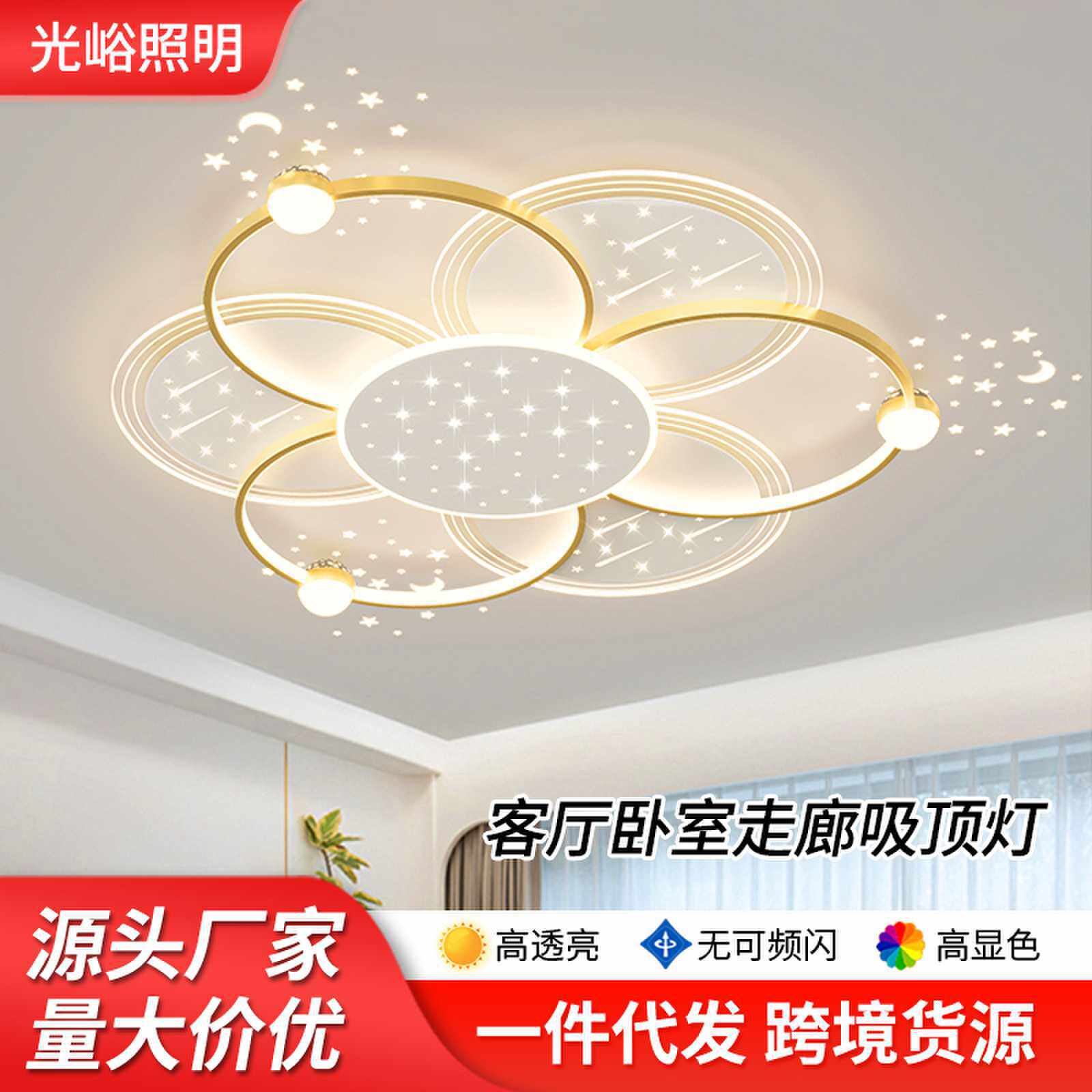 家用简约高级花朵客厅圆形吸顶灯吊灯全光LED灯卧室客厅吸顶灯