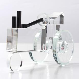 设计师艺术水晶机械车摆件样板房间售楼处家居客厅桌面创意装 饰品