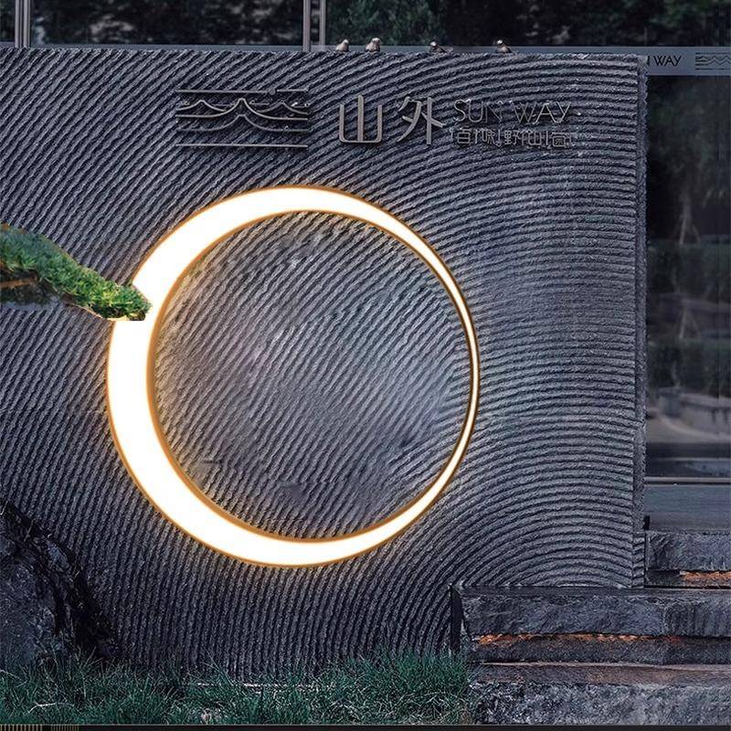 小院壁灯大门两侧花园影壁墙露台背景圆形现代户外防水别墅庭院灯