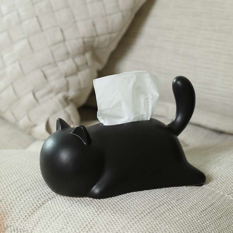 创意猫咪陶瓷纸巾盒摆件家用纸抽盒客厅茶几桌面抽纸盒装饰品