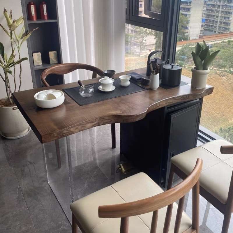 中式实木茶桌椅组合阳台茶桌茶台原木家用客厅办公室现代泡茶桌