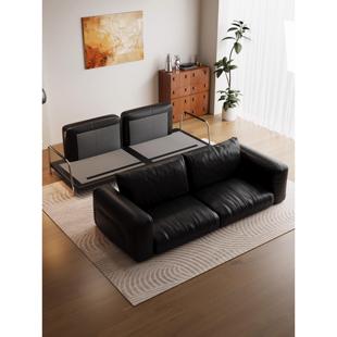 极简覆古风真皮沙发客厅小户型包豪斯中古风黑色哈默沙发2025新款