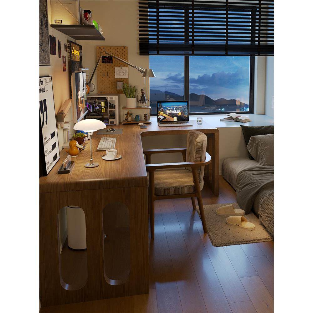 实木角桌7型l型桌面电脑桌卧室角电子竞技桌学生家庭写字台