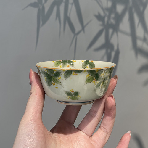 惊蛰手绘桂花茶杯单杯陶瓷家用品茗杯盖碗复古功夫茶具喝茶杯