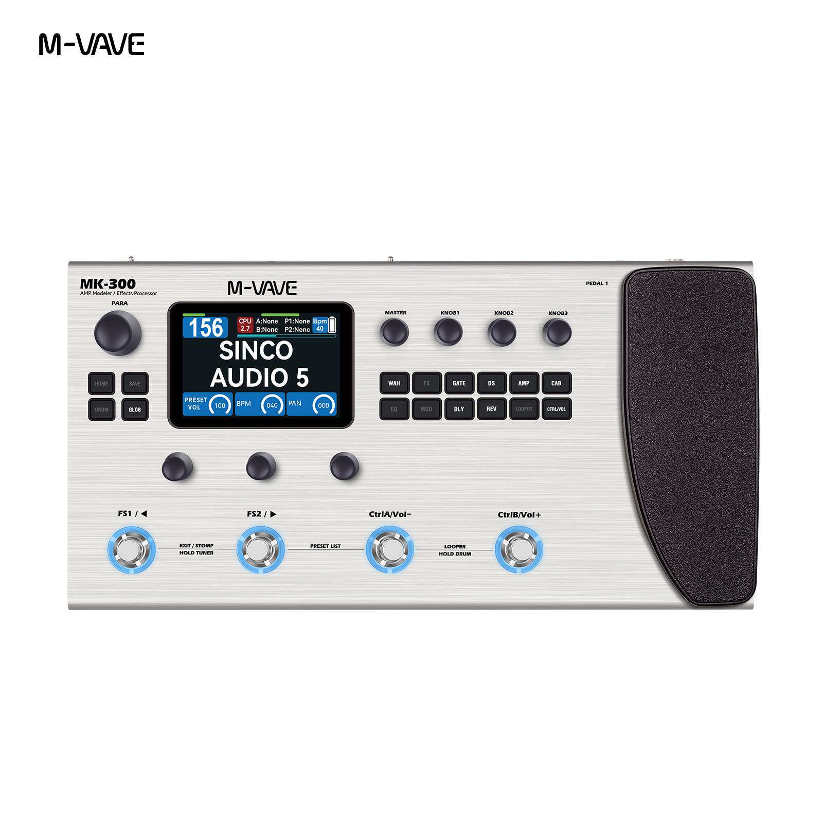 M-VAVE电吉他贝斯多功能综合效果器 鼓机乐句循环IR效果器 MK-300