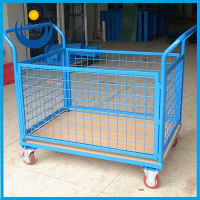 简存制造可拆卸网片推车 车间周转物流车 移动型手推工具车铁板车