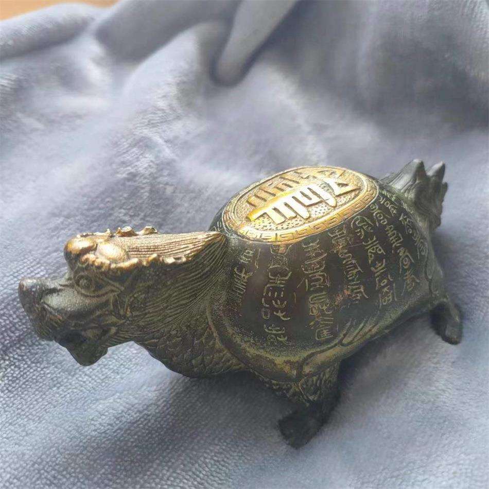 铜金钱龙龟摆件办公室摆件青铜色龙龟家居工艺品摆件