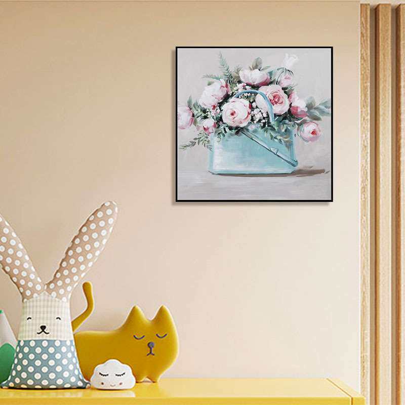 现代简约客厅卧室可爱风格花朵装饰画 纯手绘花朵油画挂画可定