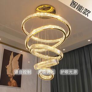 科迪诗复式楼别墅客厅大吊灯简约现代轻奢水晶灯具挑高楼梯灯吊灯