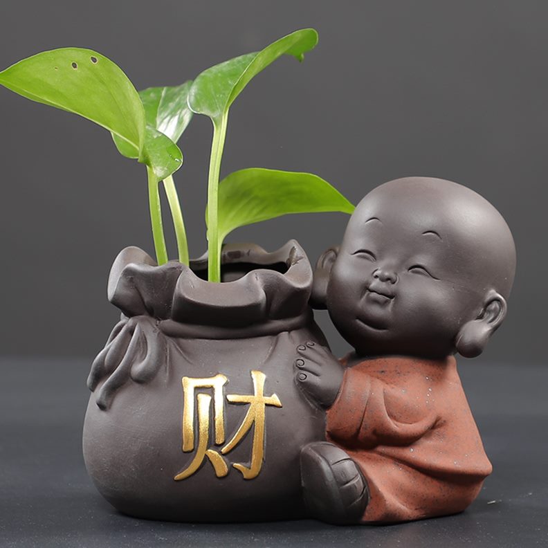 水养植物水培花盆和尚室内茶道小陶瓷桌面摆件摆件花器招财禅意