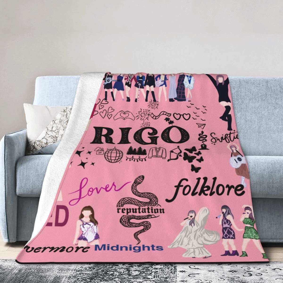 亚马逊新款 泰勒字母毯3D数码印花法兰绒毛毯泰勒斯威夫特毛毯