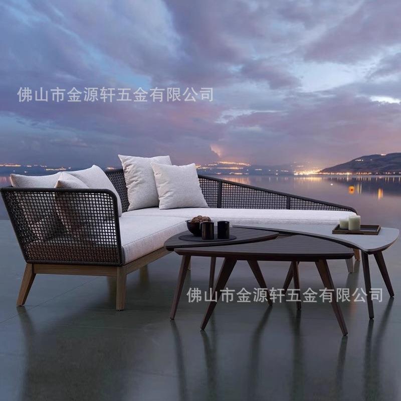 休闲藤沙发躺床庭院别墅室外藤条沙发组合花园露台户外防水藤制椅