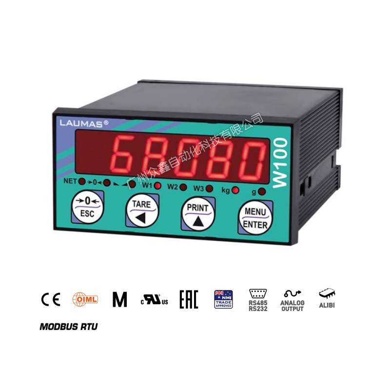 W100称重仪表 意大利laumas重量称重显示器 RS485/RS232串行端口