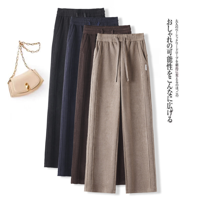 高级感卡其色窄版阔腿裤女2025年秋冬新款高腰显瘦百搭休闲直筒裤,女装/女士精品,休闲裤,淘宝优惠券,粉丝福利购,淘宝优惠卷