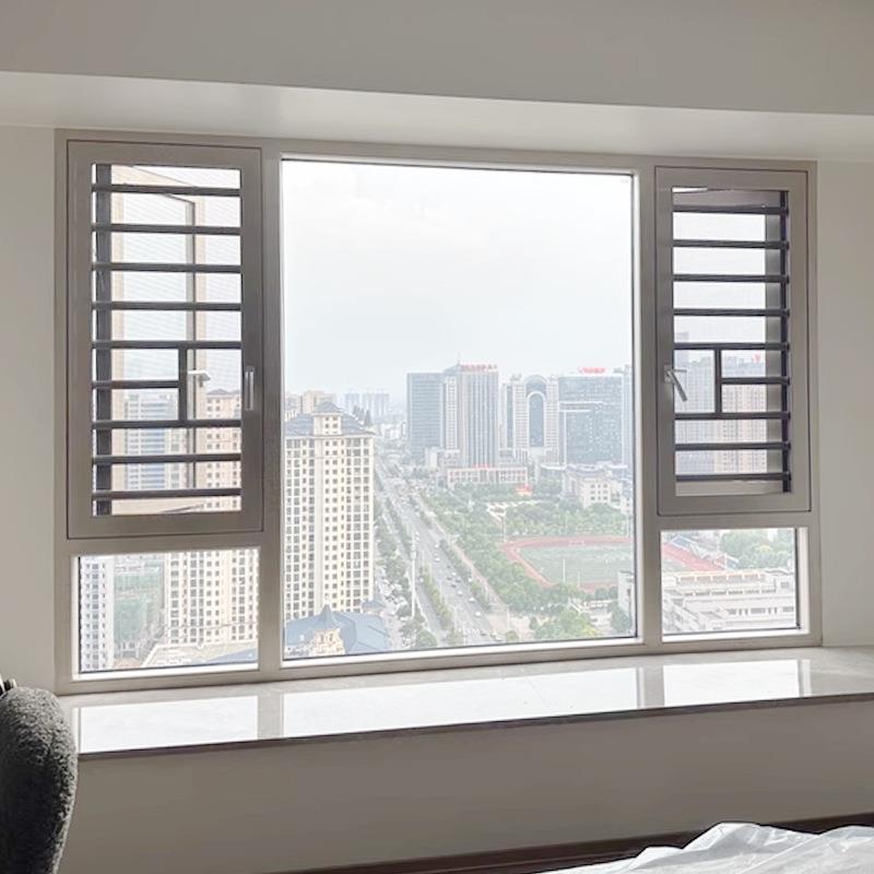 断桥系统门窗自建房铝合金门窗小区封阳台隔音纱窗一体平开窗封窗