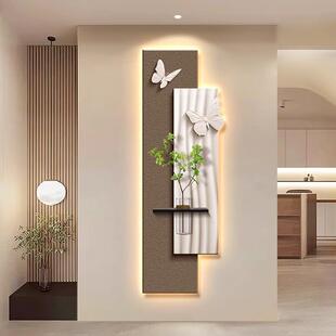 玄关装饰画水培绿植意式极简客厅走廊尽头挂画立体入户楼梯壁灯