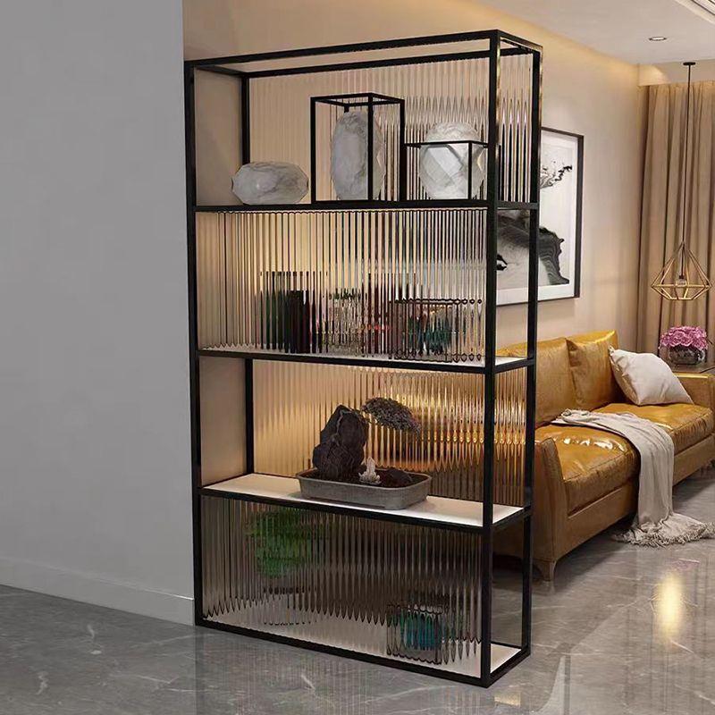 铁艺置物架书架落地客厅展示架客厅玄关轻奢展示柜隔断储物加厚
