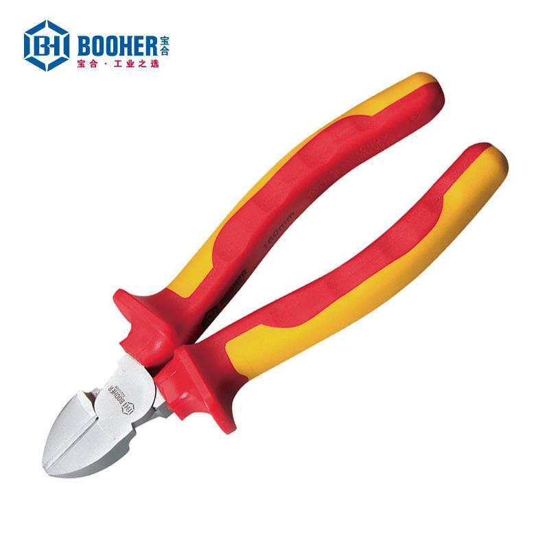 宝合工具 双色绝缘斜嘴钳VED耐压1000V电工钳斜口钳6英寸 0220306