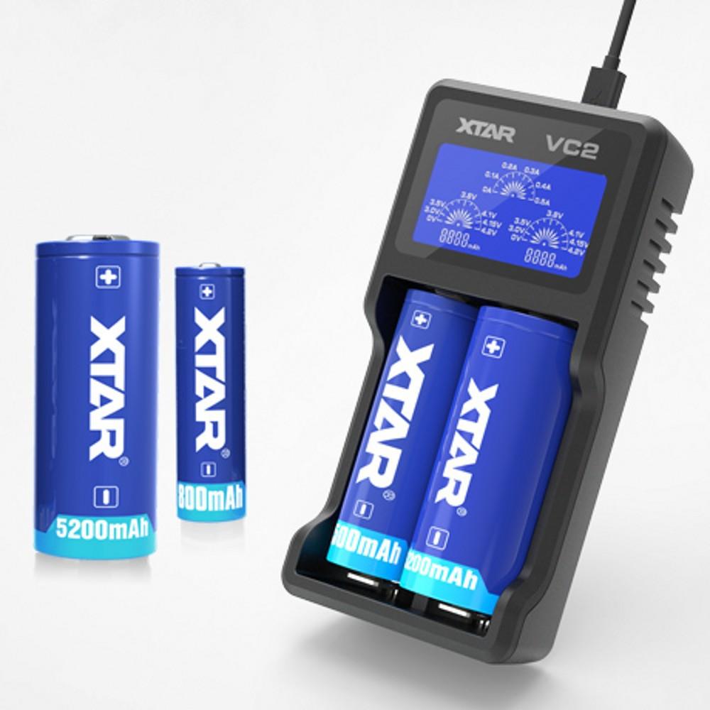 XTAR/爱克斯达 VC2 2槽智能液晶 镍氢/锂离子电池充电器