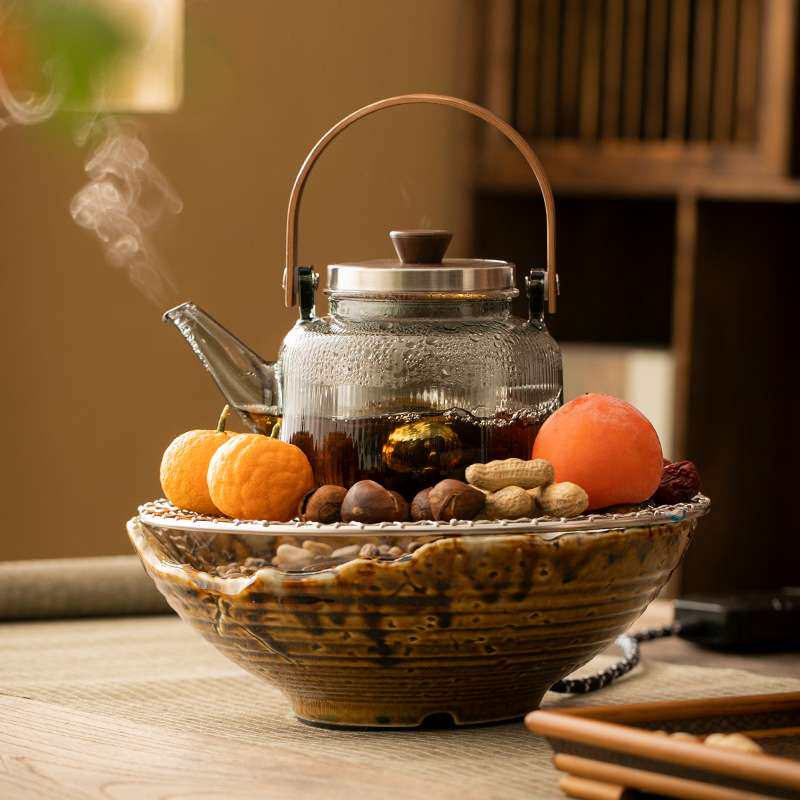 围炉煮茶全套烤地瓜工具电陶炉室内家用茶壶煮茶器煮茶炉玻璃套装