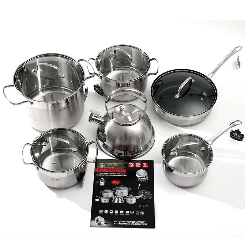 跨境德国不锈钢12件套12potset套装锅具组合通用烹饪锅potset