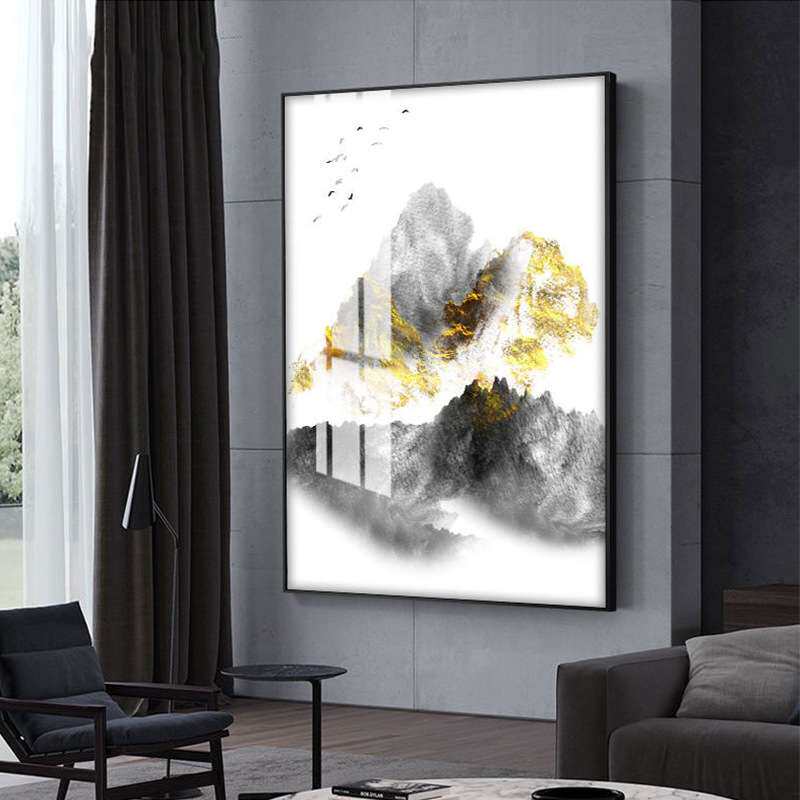 新中式画玄关装饰画 客厅山水画酒店工装挂画中式家居壁画装饰
