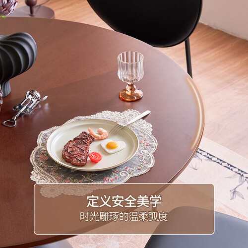 中古风实木沙漏餐桌家用小户型圆形饭桌法式复古简约圆餐桌椅组合