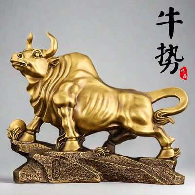 铜牛摆件纯铜牛气冲天生肖牛势客厅办公室门店装饰抬头旺市牛T