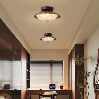 美式全光谱走廊入户灯中古风法式小吸顶灯过道玄关阳台复古吸顶