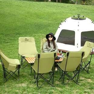 探迈户外折叠椅高背月亮椅露营桌椅便携摆摊户外月亮椅高背月亮椅