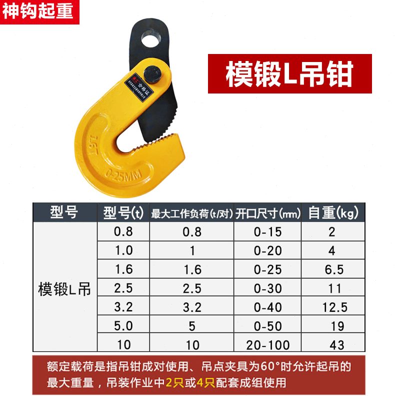 夹具铁板吊模钳吊L石5水平钢板夹子起重钳板吨锻横钢板1吨2吨钳型