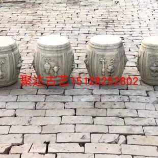 石雕石石墩石墩墩白仿古座鼓方凳子圆凳凳石石花几鼓凳玉墩汉花鼓